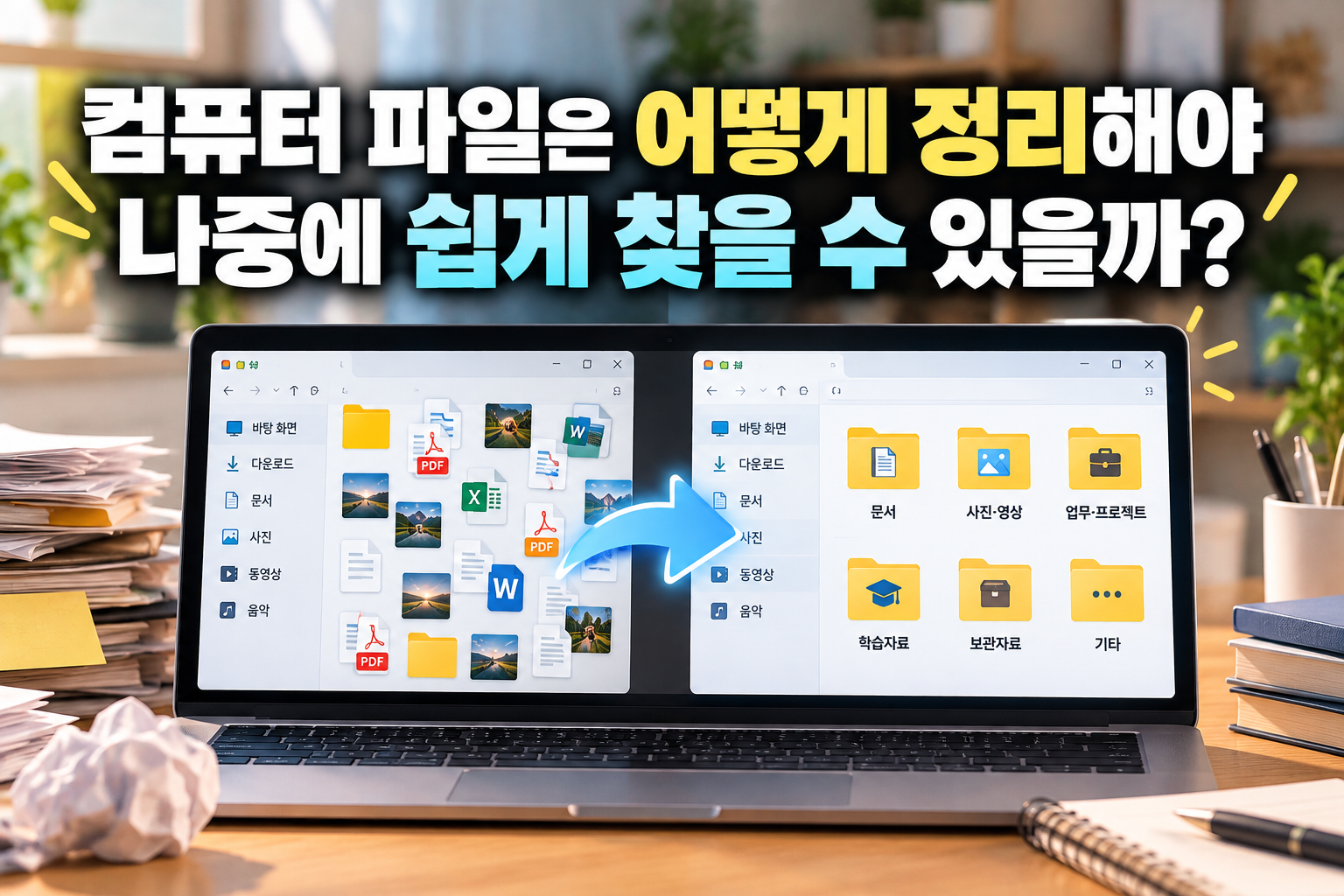 컴퓨터 파일 정리 전후 비교